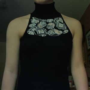 Turtle neck top with cutouts